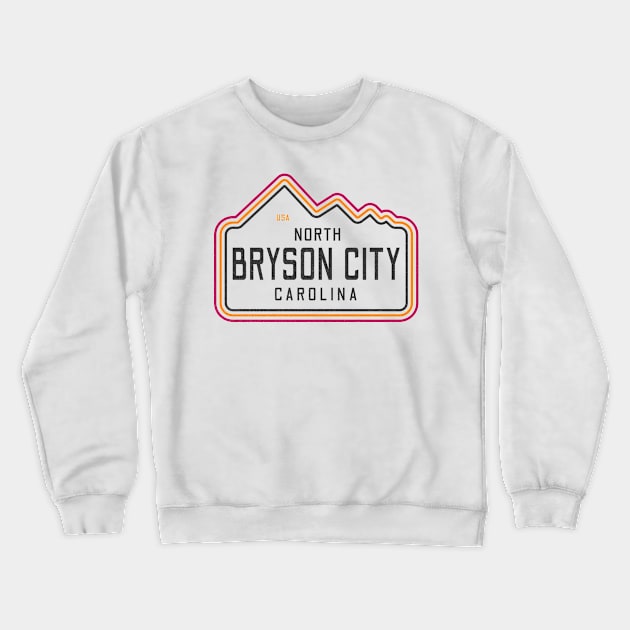 Visiting NC Mountain Cities Bryson, NC Neon Range Crewneck Sweatshirt by Contentarama